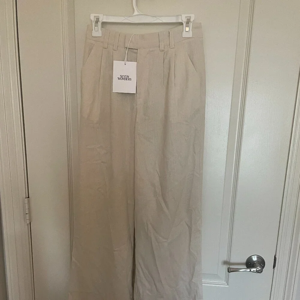 SEVEN WONDERS ZEPHY LINEN  WIDE LEG PANT - SAND (From Runaway The Label) - Picture 6 of 12
